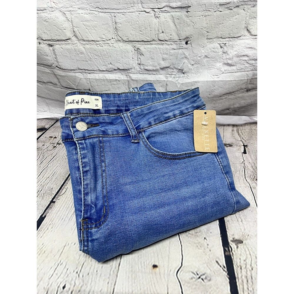 Heart of Pine Stretch Jeans Womens‎ Raw Hem XL New